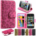 Wholesale iPhone 4S / 4 Leopard Flip Leather Wallet Case  (Hot Pink)